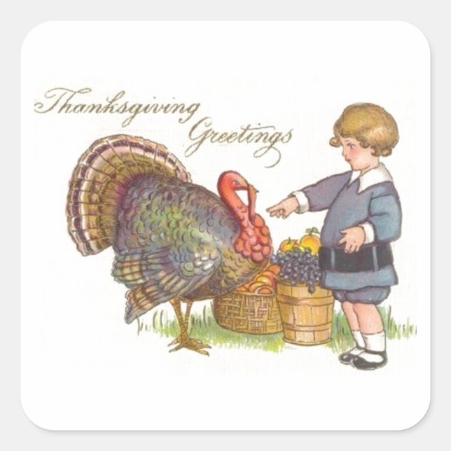 Erntedank Greetings Quadratischer Aufkleber (Vorderseite)