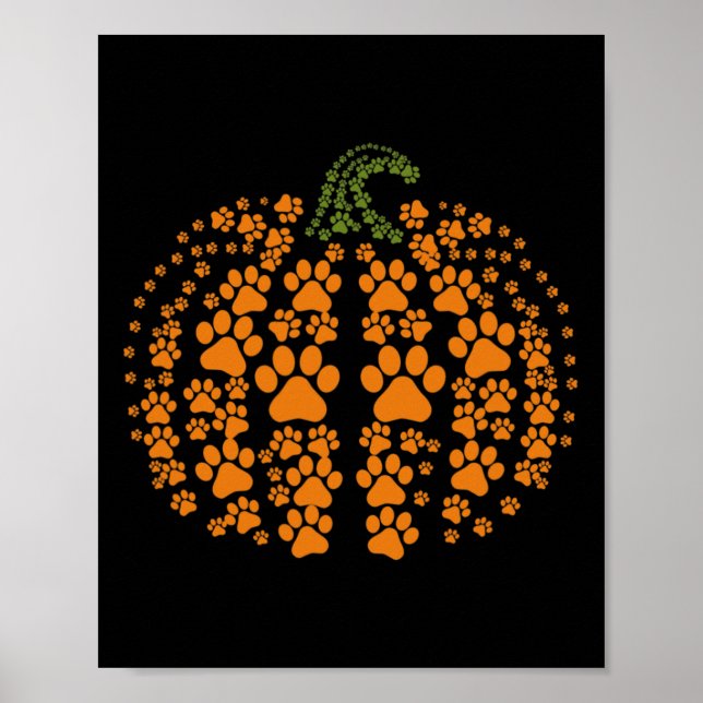 Erntedank Halloween Fall Niedlich Paws Pumpkin Pet Poster (Vorne)