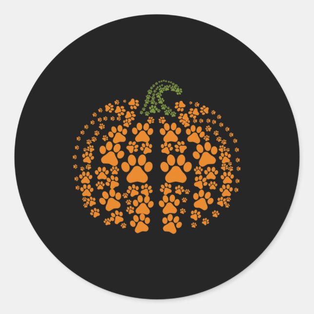 Erntedank Halloween Fall Niedlich Paws Pumpkin Pet Runder Aufkleber (Vorderseite)