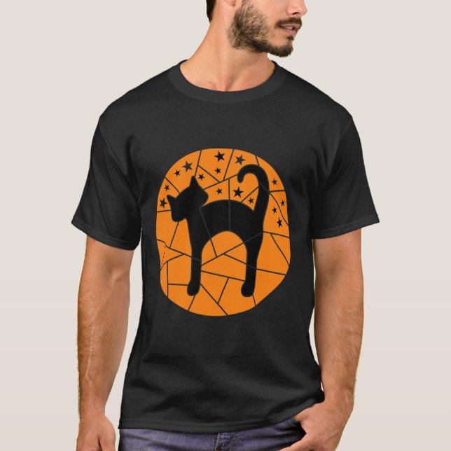 Erntedank Halloween Fall Niedliche Starry Black Ca T-Shirt (Vorderseite)