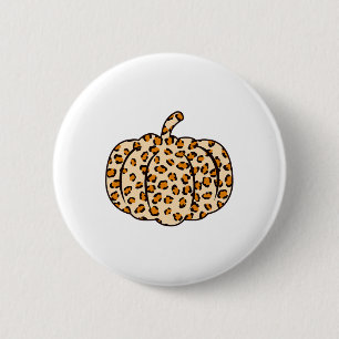 Erntedank Halloween Fall Tier Leopard Pumpkin Button