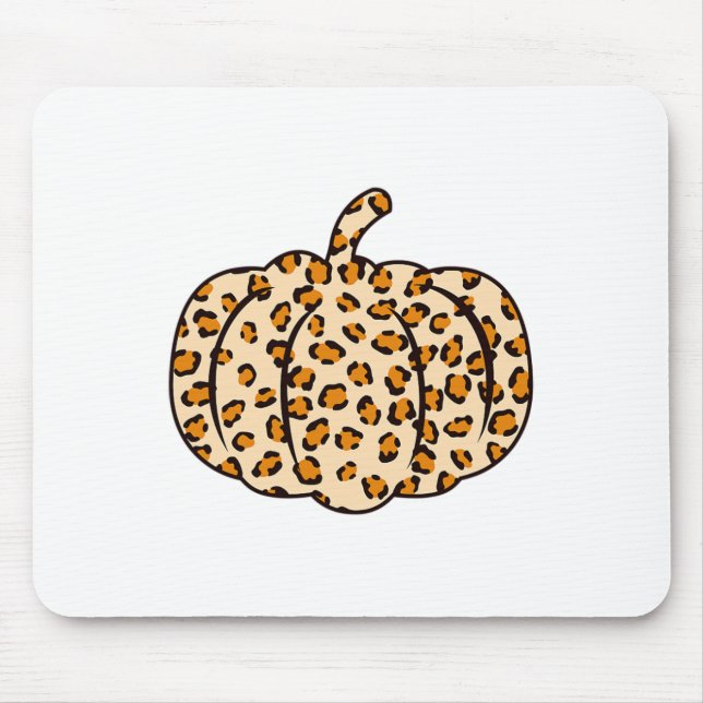 Erntedank Halloween Fall Tier Leopard Pumpkin Mousepad (Vorne)