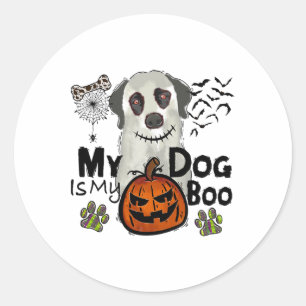 Erntedank Halloween fällt mein Hund ist meine Boot Runder Aufkleber