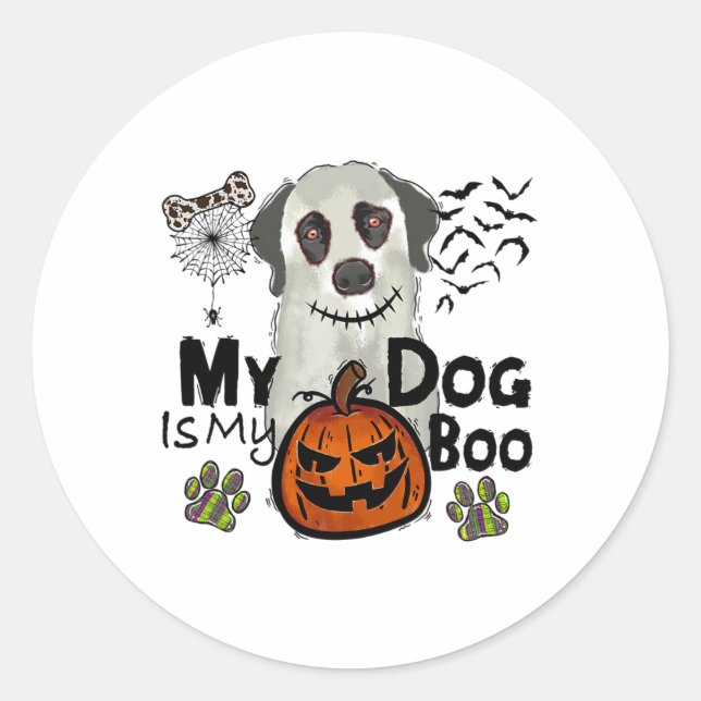 Erntedank Halloween fällt mein Hund ist meine Boot Runder Aufkleber (Vorderseite)