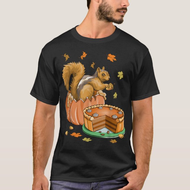 Erntedank Halloween Pumpkin Eichhörnchen Funn T-Shirt (Vorderseite)