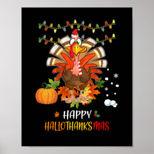 Erntedank Happy Hallothanksmas Pumpkin Poster