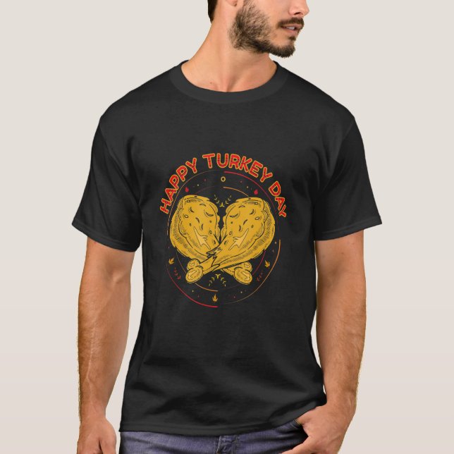 Erntedank Happy Turkey Day Erntedank T-Shirt (Vorderseite)