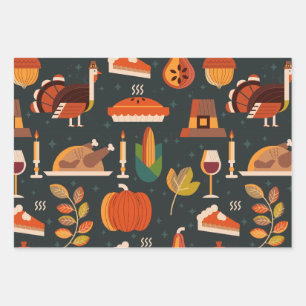 Erntedank Happy Turkey Day Mustergeschenk Geschenkpapier Set