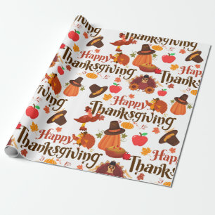 Erntedank Happy Turkey Day Pumpkin Muster Geschenk Geschenkpapier