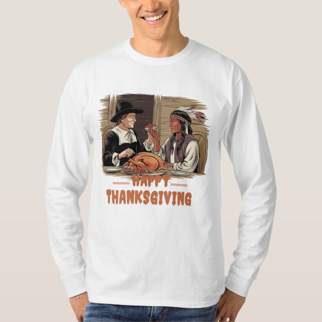 Erntedank Harmony T - Shirt: Pilgrim & Indigenous T-Shirt (Vorderseite)