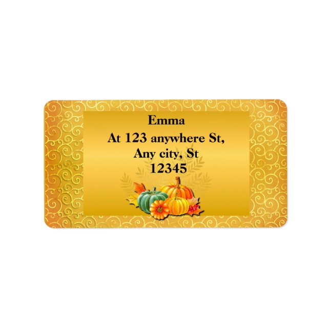 Erntedank Herbst Blätter und Kürbis Adressaufkleber (Vorne)