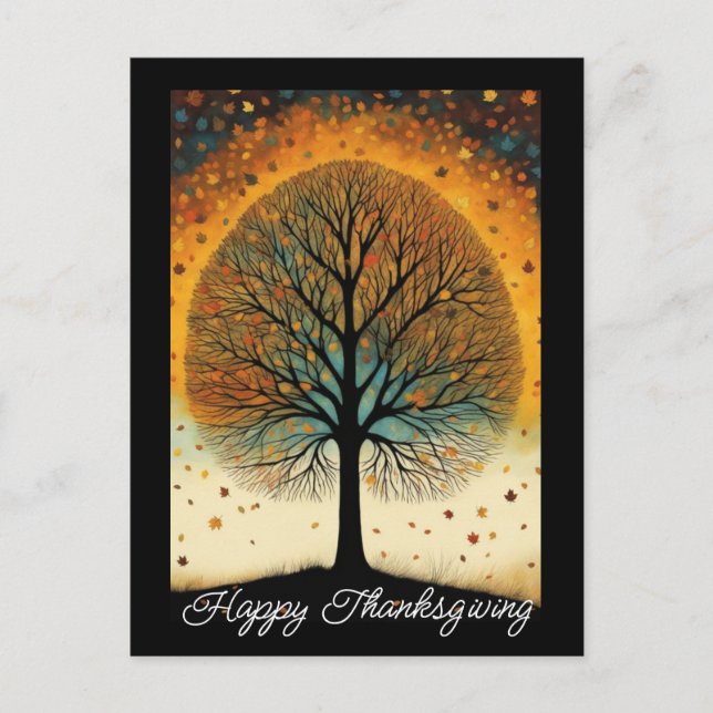 Erntedank Herbst Tree Postkarte (Vorderseite)