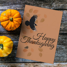 Erntedank Herbst verlässt Crow Fall Woodland Wind Feiertagskarte