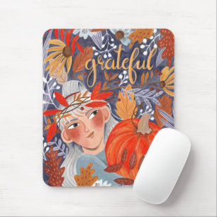 Erntedank Herbst verlässt dankbare Girl-Planer Mousepad