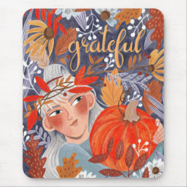 Erntedank Herbst verlässt dankbare Girl-Planer Mousepad