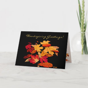 Erntedank Herbstblätter in orangefarbenem Gelb Feiertagskarte