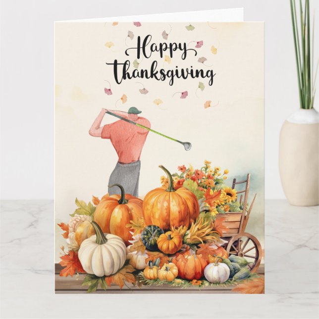 Erntedank Herbstgrüße für Golfer Karte (Vorderseite)