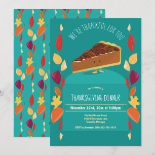 Erntedank Herbstleaves Pecan Pie Aquamarin Weiß Einladung