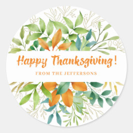 Erntedank Herbstleaves Wasserfarbenfallen Orange Runder Aufkleber