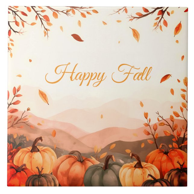 Erntedank, Herbstsaison, glückliche Herbstpille Fliese (Vorderseite)