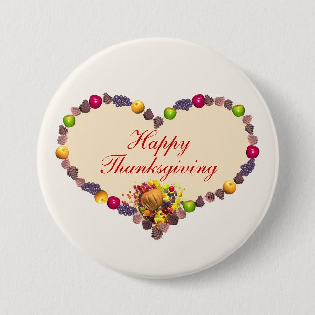 Erntedank Herz und Cornucopia Button (Vorderseite)