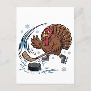 Erntedank Hockey Eishockey Türkei Gobbler Feiertagspostkarte