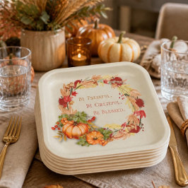 Erntedank Holiday 9" Square Paper Plate Pappteller