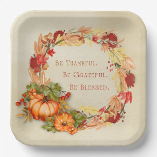 Erntedank Holiday 9" Square Paper Plate Pappteller