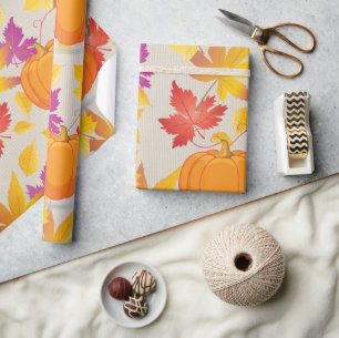 Erntedank Holiday Fall Maple Blätter RETRO Dekorat Geschenkpapier