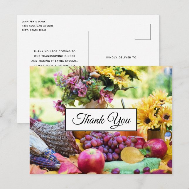 Erntedank Holiday Herbst Ernte Vielen Dank Postkarte (Vorne/Hinten)