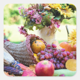 Erntedank Holiday Herbst Erntetisch Quadratischer Aufkleber