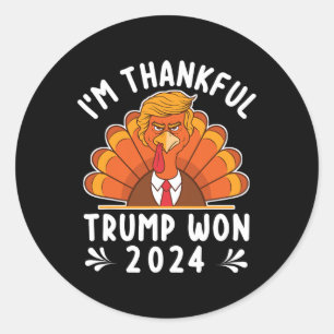 Erntedank - Ich bin Trump 2024 Men Wom dankbar Runder Aufkleber