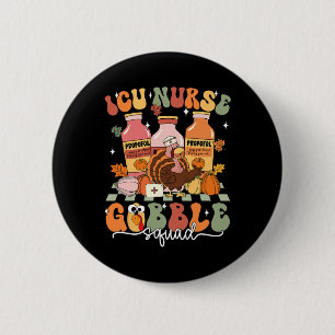 Erntedank Icu Nurse Gobble Squad Fall Scrub Top Button