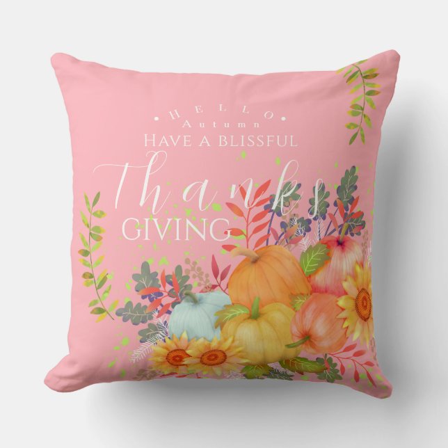 Erntedank im Herbst rosa Kissen (Vorderseite)