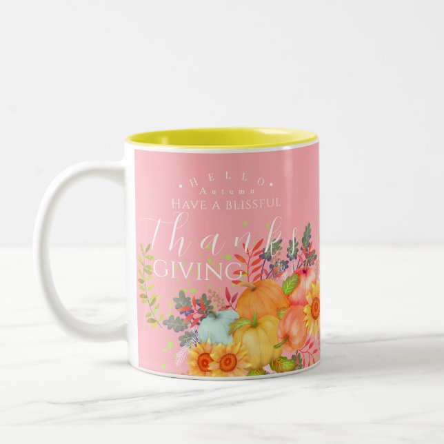 Erntedank im Herbst rosa Zweifarbige Tasse (Links)