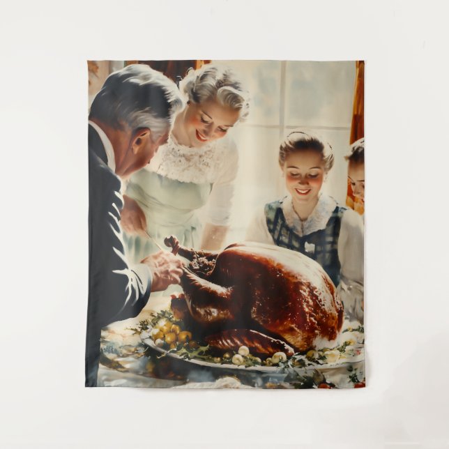 Erntedank Joy: Ein Familienfest Wandteppich (Vorderseite)