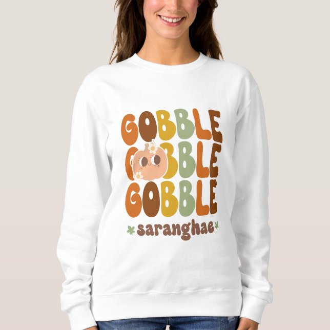 Erntedank K-Drama Pumpkin mit "Saranghae"-Schlamas Sweatshirt (Vorderseite)