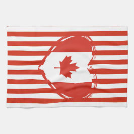 Erntedank Kanada - Rotes Herz und Streifen Geschirrtuch