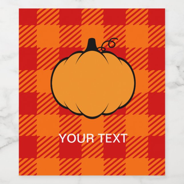 Erntedank Karierter Pumpkin Zeichne benutzerdefini Weinetikett (Einzelnes Label)