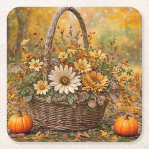Erntedank-Korb von Blume Pumpkins Rechteckiger Pappuntersetzer