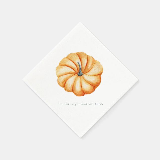 Erntedank Kürbis Aquarellblau und Orange Serviette (Ecke)