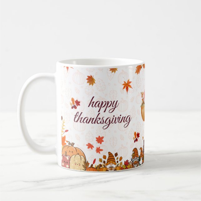 Erntedank-Kürbis-Gnom-Banner Kaffeetasse (Links)
