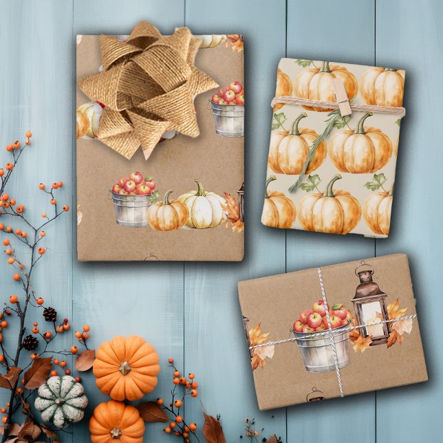 Erntedank Kürbisse Äpfel Geschenkpapier Set (Von Creator hochgeladen)