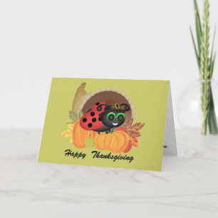 Erntedank Ladybug Cornucopia Card Feiertagskarte