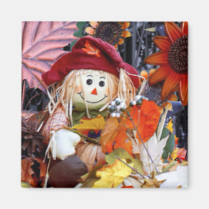 Erntedank-Lappen-Puppe unter Herbst-Ernte-Szene Magnet
