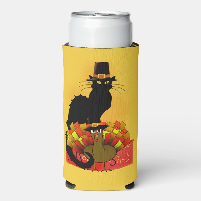 Erntedank Le Chat Noir mit der Türkei Selters Dosenkühler (Seltzer Vorderseite)
