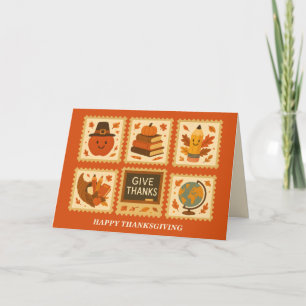 Erntedank Lehrer Briefmarke Collage   Fall Karte