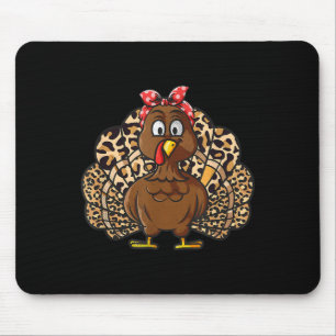 Erntedank Leoparden Truthahn Frauen Mädchen Herbst Mousepad