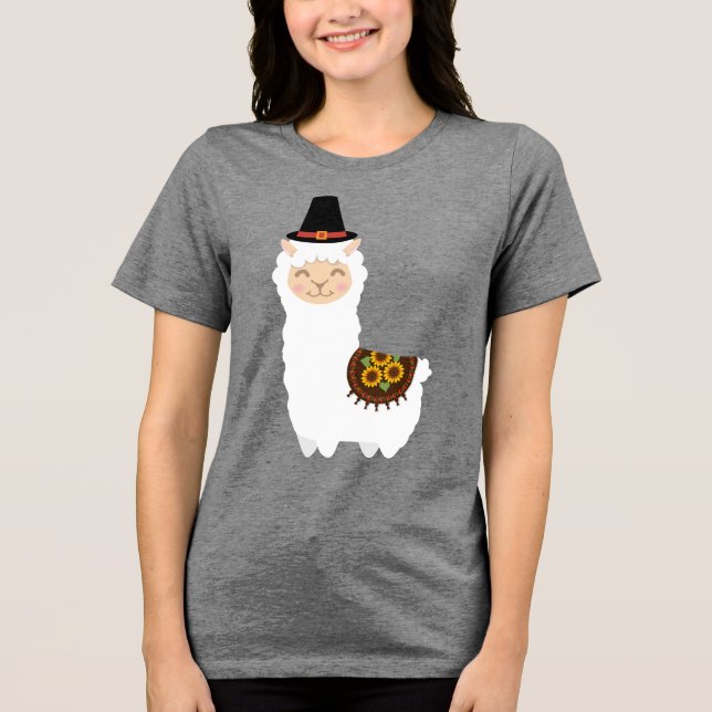 Erntedank Llama Tri-Blend Shirt (Vorderseite)