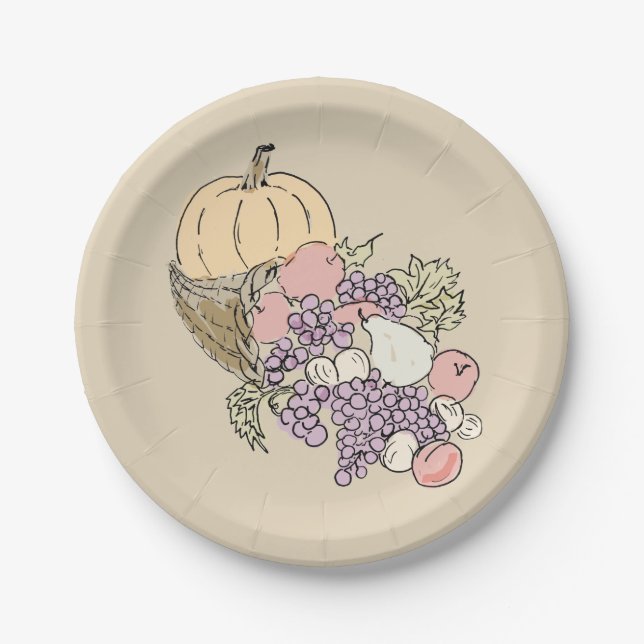 Erntedank-Malerei im Herbst Pappteller (Vorderseite)